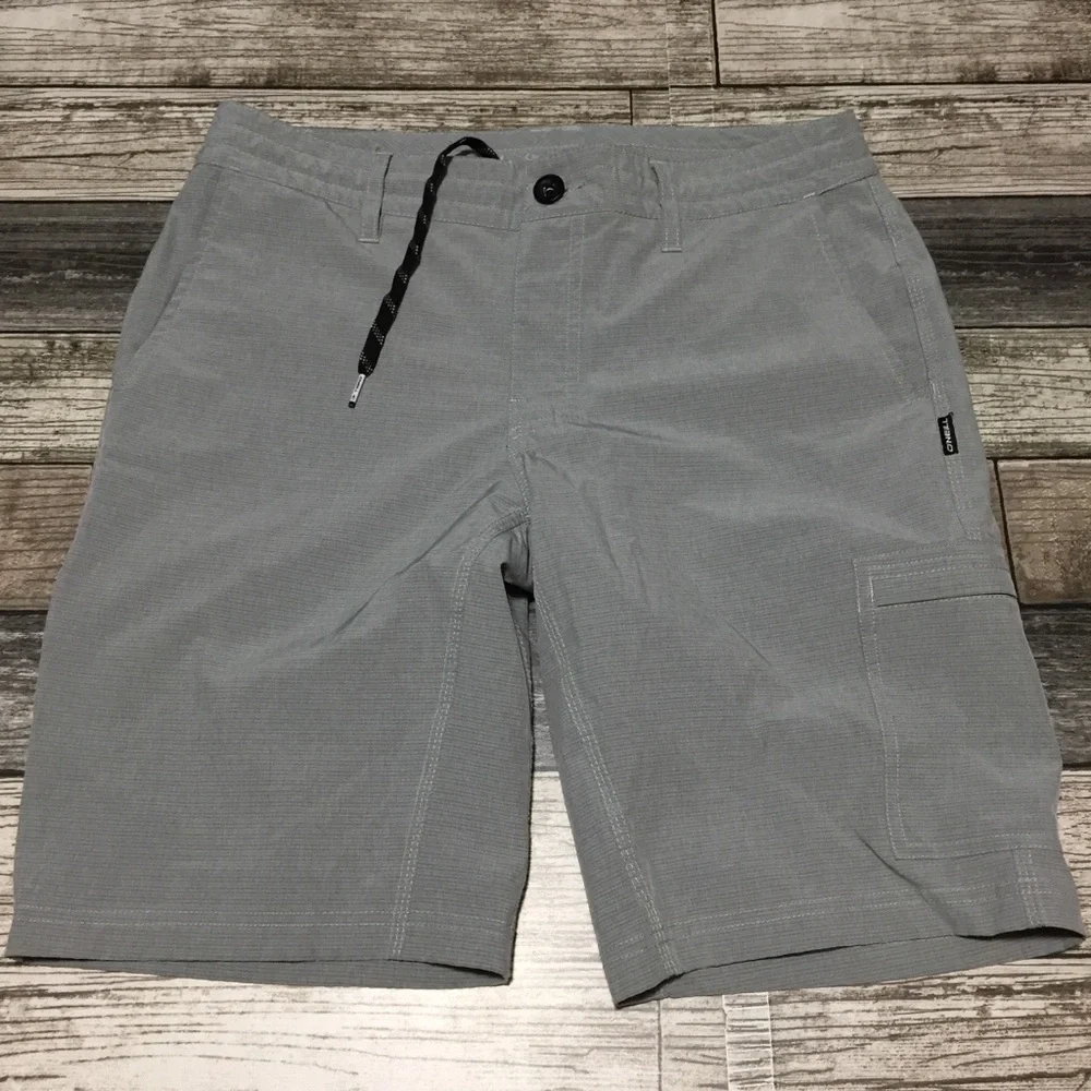Oneill Crossover Cargo Shorts Men’s 30 Gray (Inseam 10) Drawstring Stretch